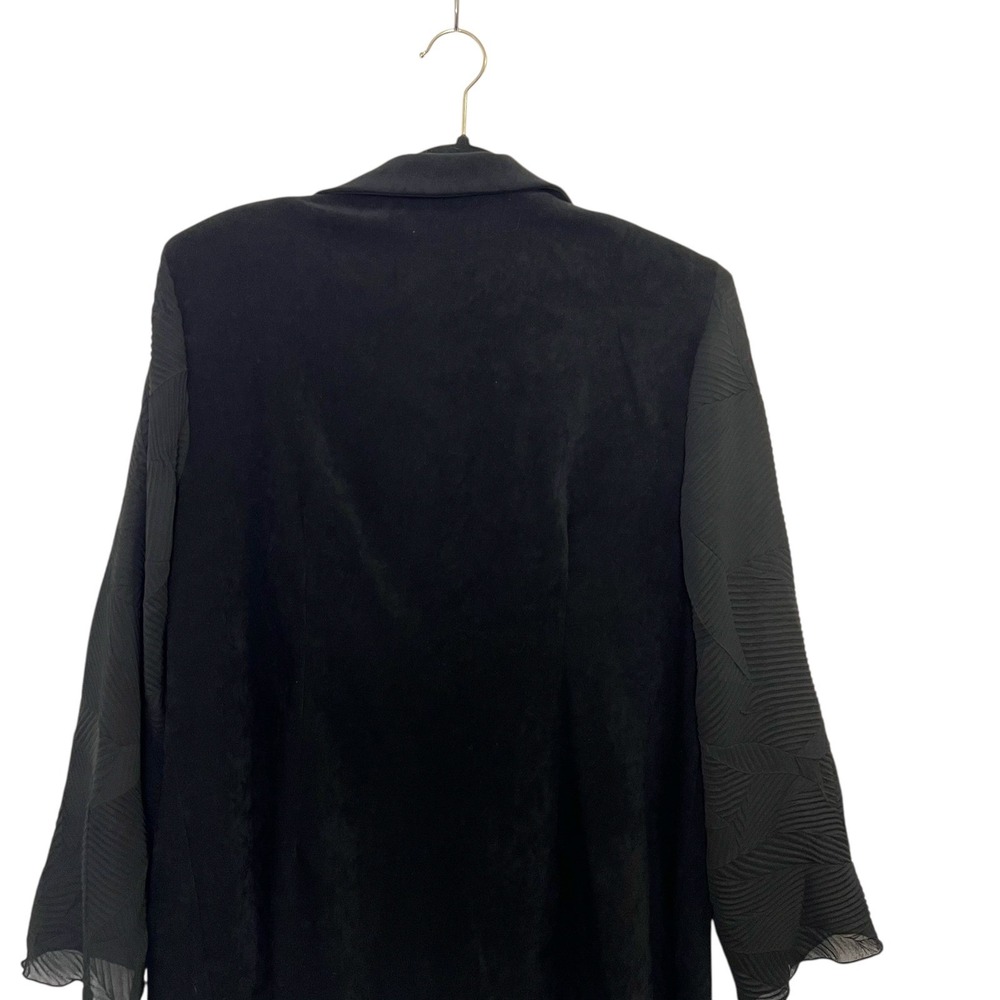 Russell Kemp Black Faux Seude Blazer Jacket Womens Textured‎ Semi Sheer Sleeve - Picture 5 of 10